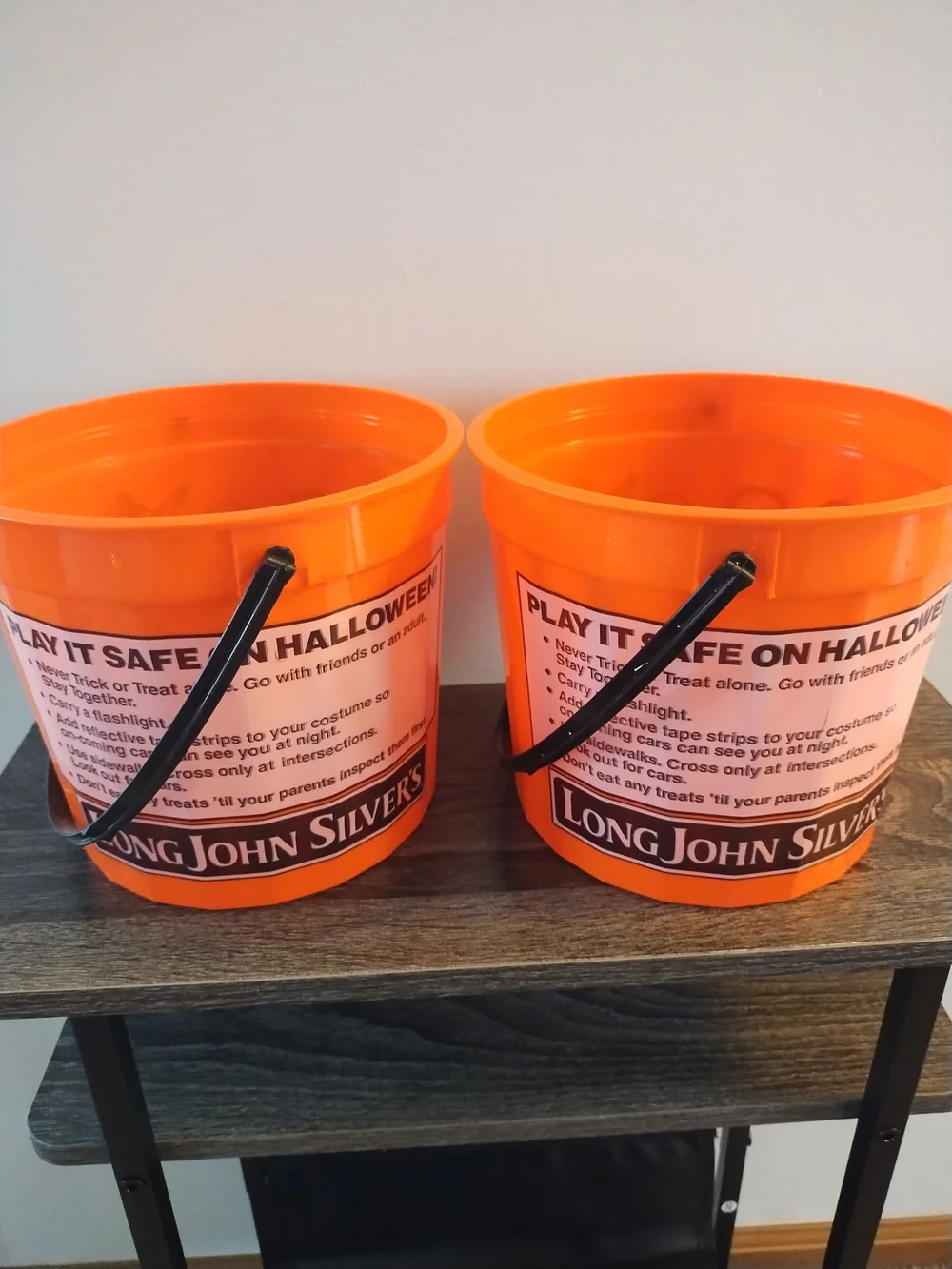 Vintage Long John Silvers Orange Halloween Candy Buckets - Set of 2